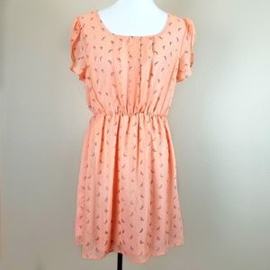 Maude Peach Flutter Sleeves Butterfly Dress